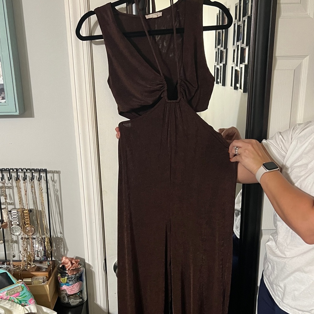 Brown Cutout Jumpsuit, Size M